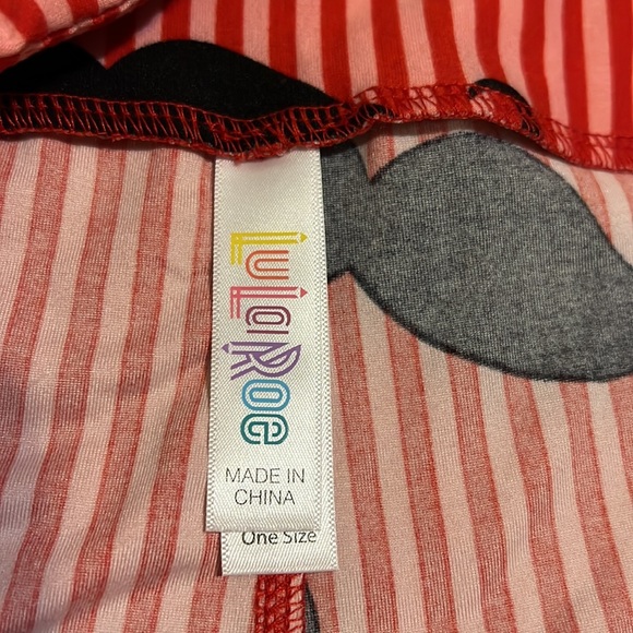 NEW RARE Lularoe OS Mustache Leggings Vertical Pink & Red Stripes Barber UNICORN - Picture 7 of 9